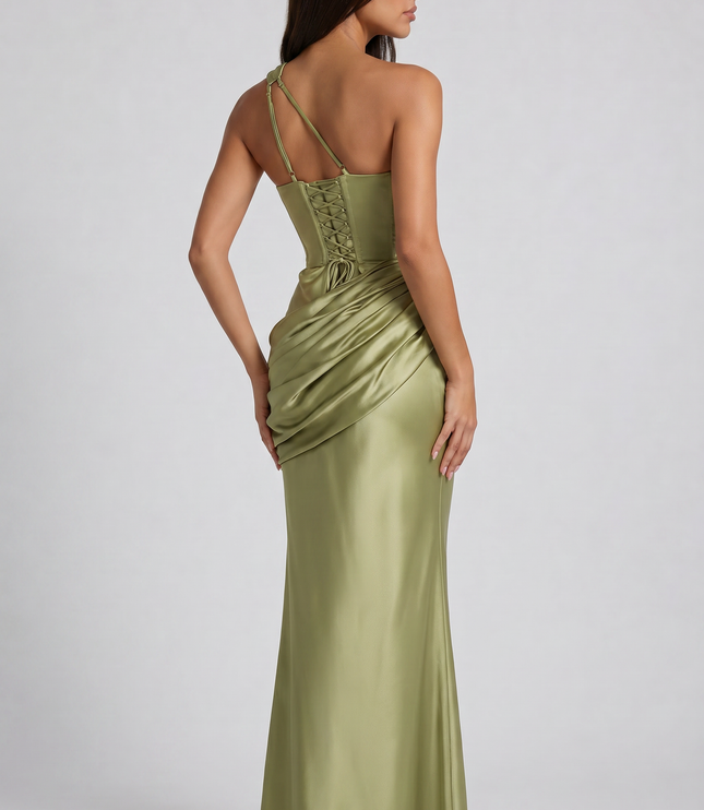 Women's Satin V-Neck Evening Party Maxi Dress for Summer