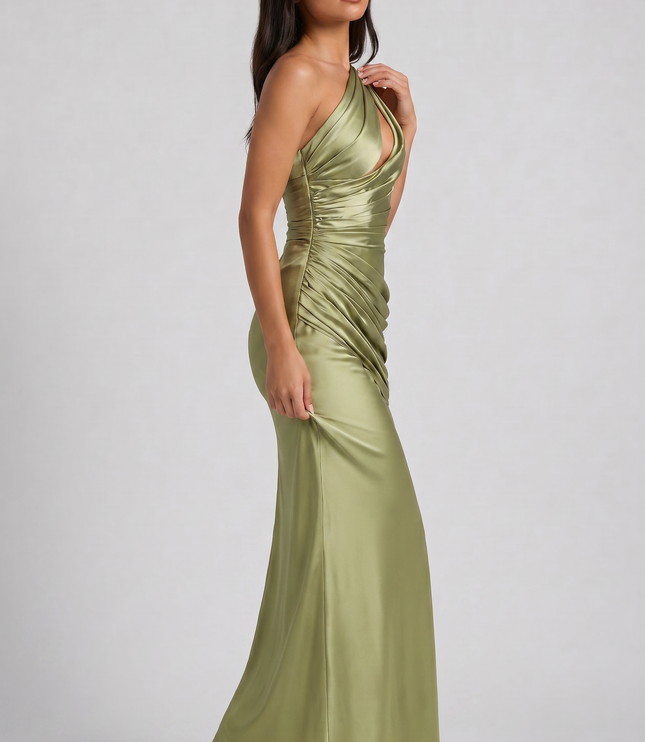 Women's Satin V-Neck Evening Party Maxi Dress for Summer