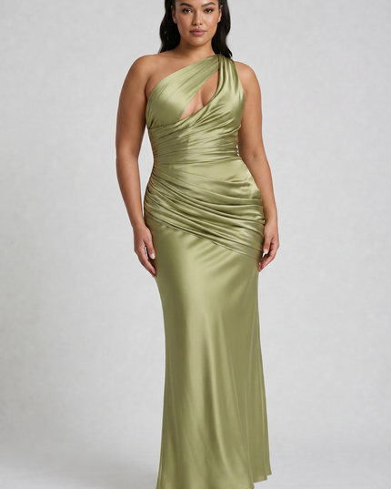 Women's Satin V-Neck Evening Party Maxi Dress for Summer