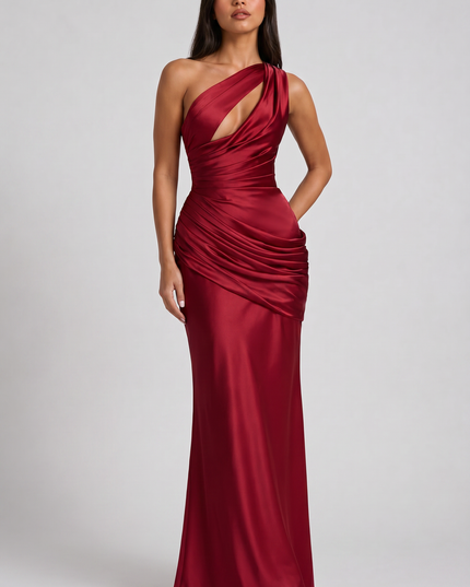 Women's Satin V-Neck Evening Party Maxi Dress for Summer