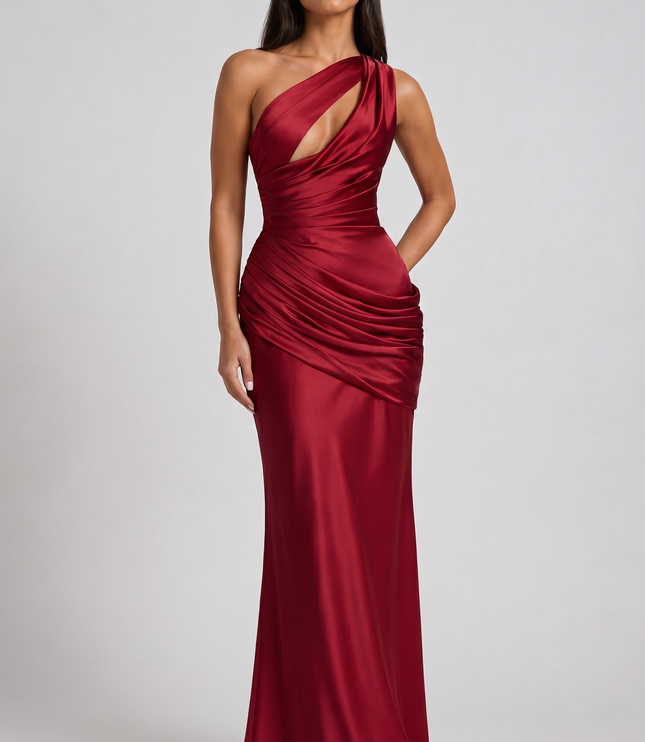 Women's Satin V-Neck Evening Party Maxi Dress for Summer