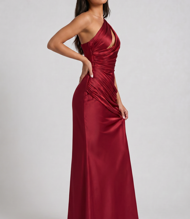 Women's Satin V-Neck Evening Party Maxi Dress for Summer