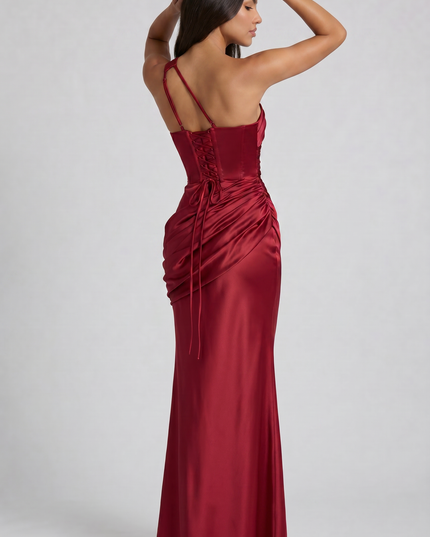 Women's Satin V-Neck Evening Party Maxi Dress for Summer