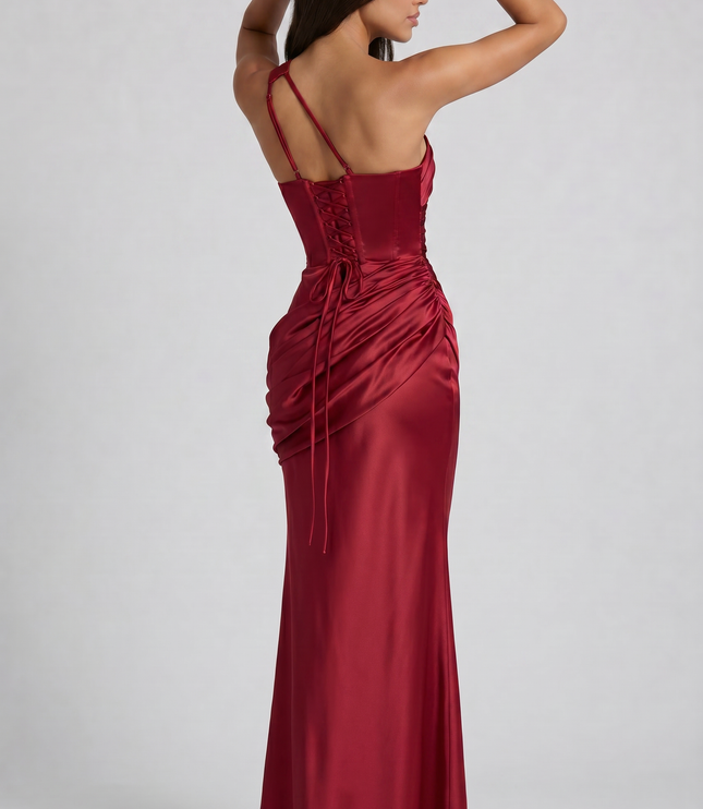 Women's Satin V-Neck Evening Party Maxi Dress for Summer