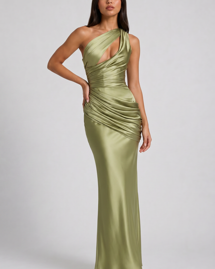 Women's Satin V-Neck Evening Party Maxi Dress for Summer