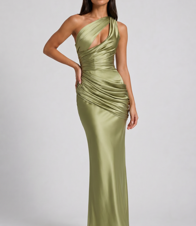 Women's Satin V-Neck Evening Party Maxi Dress for Summer