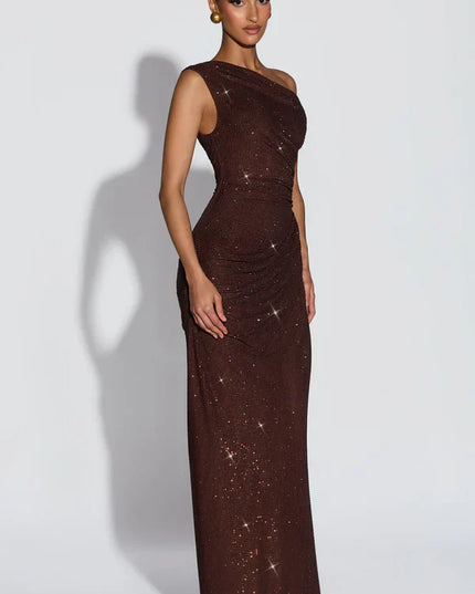 Women's Satin V-Neck Maxi Dress Summer Cocktail Evening Gown