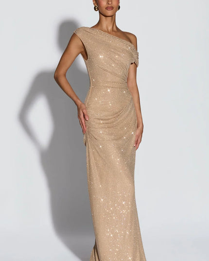 Women's Satin V-Neck Maxi Dress Summer Cocktail Evening Gown