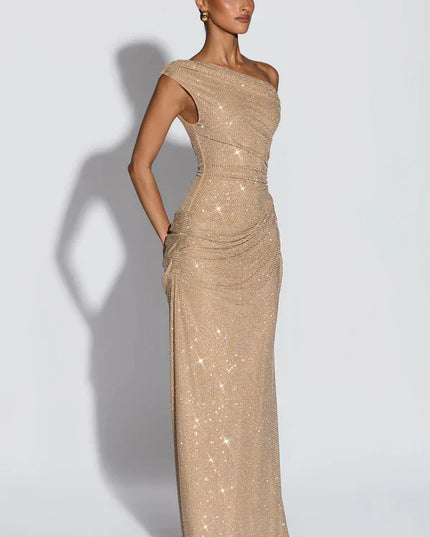 Women's Satin V-Neck Maxi Dress Summer Cocktail Evening Gown
