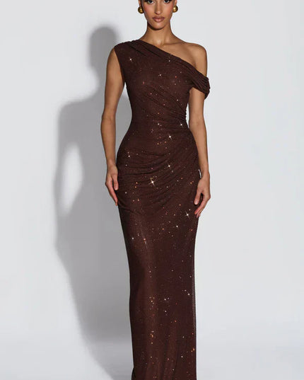 Women's Satin V-Neck Maxi Dress Summer Cocktail Evening Gown