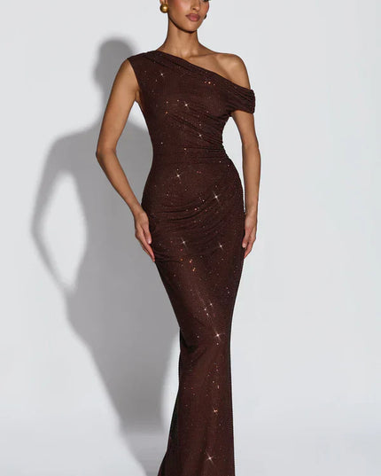 Women's Satin V-Neck Maxi Dress Summer Cocktail Evening Gown