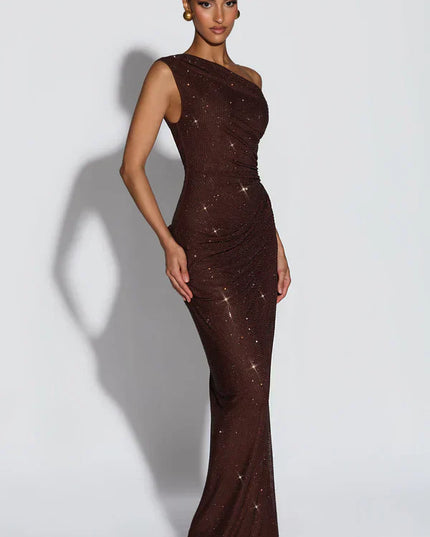 Women's Satin V-Neck Maxi Dress Summer Cocktail Evening Gown