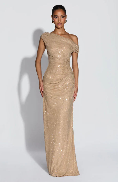 Women's Satin V-Neck Maxi Dress Summer Cocktail Evening Gown