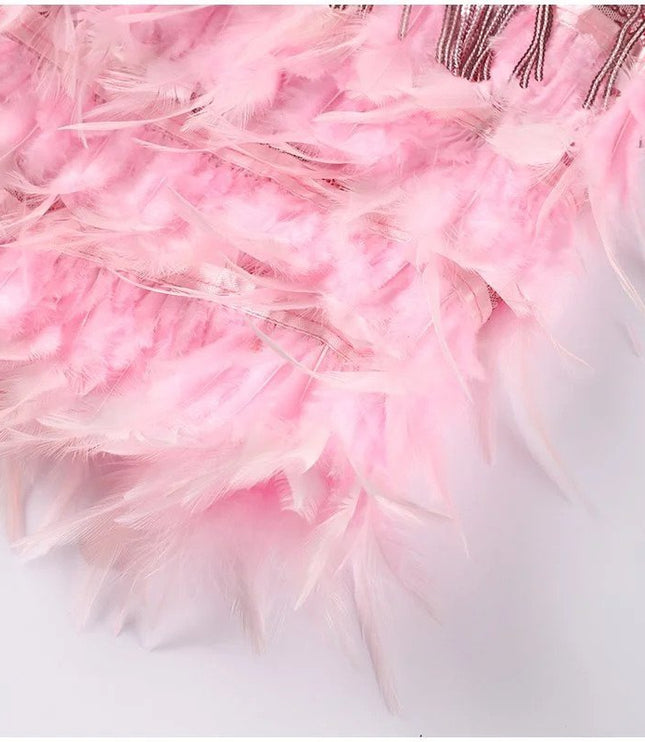 Women's Sequin Fringe Flapper Dress with V-Neck