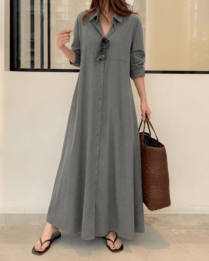 Women's Shirt Dress in a Relaxed Maxi Cut with Pockets