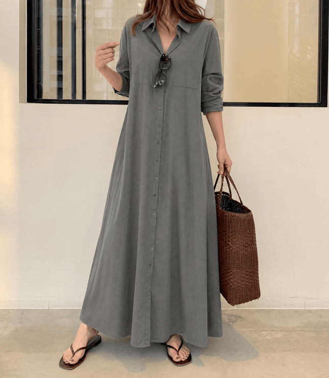 Women's Shirt Dress in a Relaxed Maxi Cut with Pockets