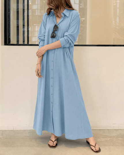 Women's Shirt Dress in a Relaxed Maxi Cut with Pockets