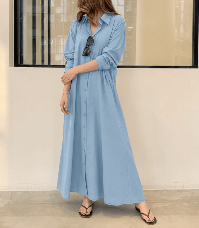 Women's Shirt Dress in a Relaxed Maxi Cut with Pockets