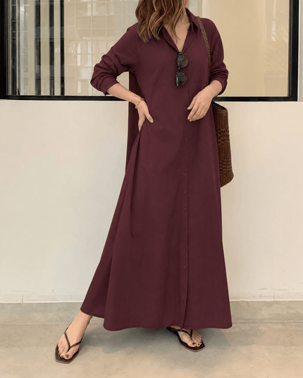 Women's Shirt Dress in a Relaxed Maxi Cut with Pockets