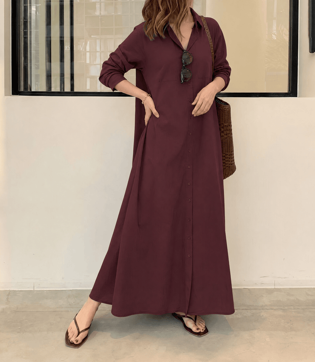 Women's Shirt Dress in a Relaxed Maxi Cut with Pockets