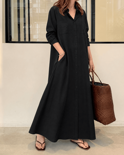 Women's Shirt Dress in a Relaxed Maxi Cut with Pockets