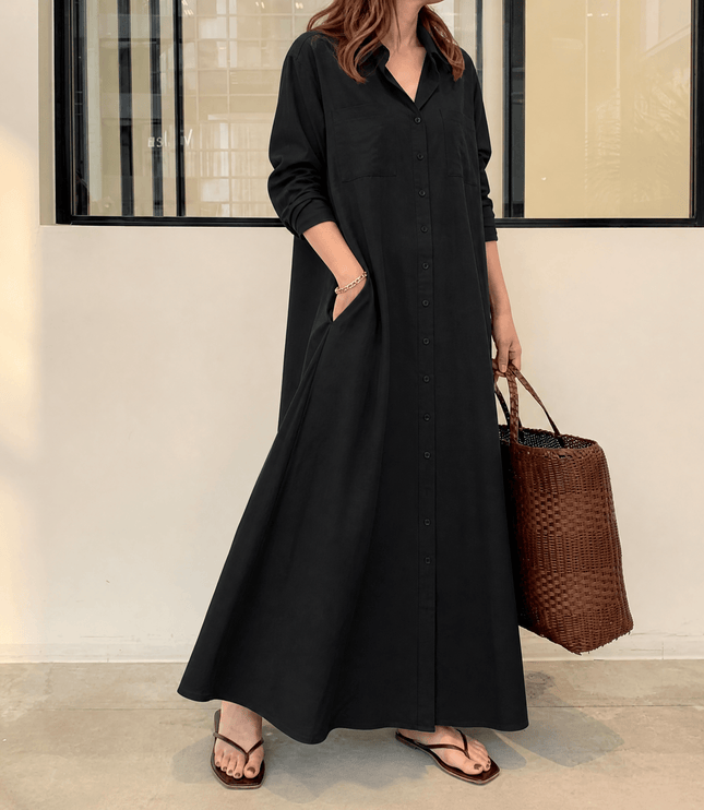 Women's Shirt Dress in a Relaxed Maxi Cut with Pockets