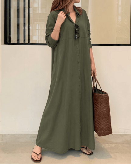 Women's Shirt Dress in a Relaxed Maxi Cut with Pockets