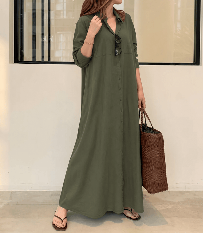 Women's Shirt Dress in a Relaxed Maxi Cut with Pockets