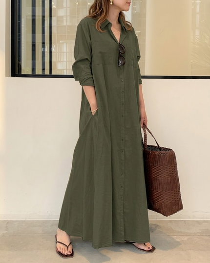 Women's Shirt Dress in a Relaxed Maxi Cut with Pockets