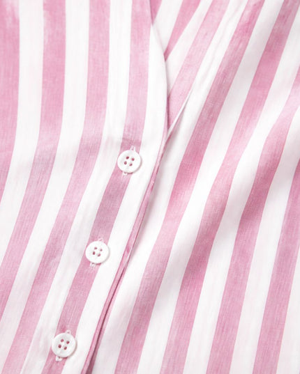 Women's Shirt Dress in Stripes, Collared and Sleeveless