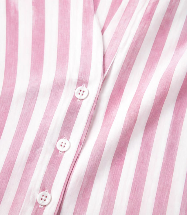 Women's Shirt Dress in Stripes, Collared and Sleeveless