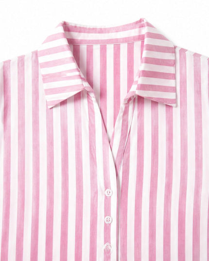 Women's Shirt Dress in Stripes, Collared and Sleeveless