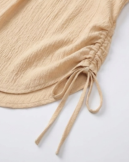 Women's Shirt Dress with Side Drawstrings, Beach Cover-Up