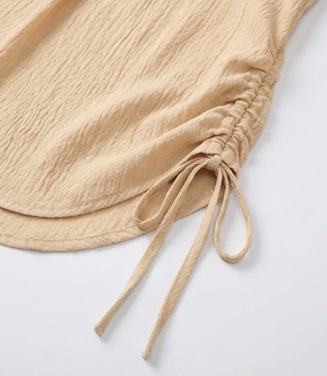 Women's Shirt Dress with Side Drawstrings, Beach Cover-Up