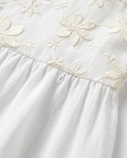 Women's Short Sleeve Blouse with Floral Embroidery