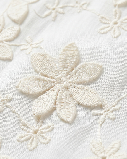Women's Short Sleeve Blouse with Floral Embroidery