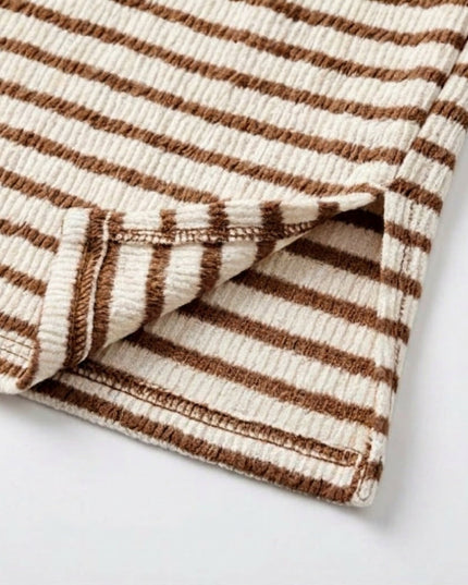 Women's Short Sleeve Knit Top in Stripes with a Relaxed Fit
