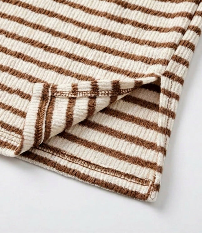 Women's Short Sleeve Knit Top in Stripes with a Relaxed Fit