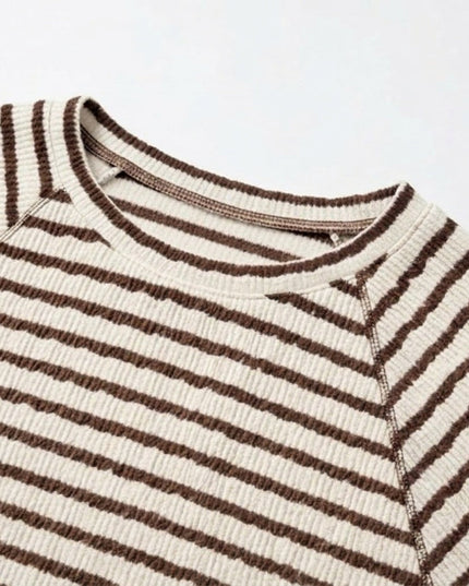 Women's Short Sleeve Knit Top in Stripes with a Relaxed Fit