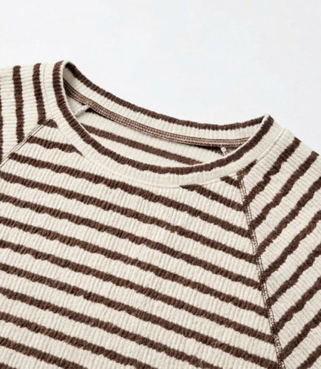 Women's Short Sleeve Knit Top in Stripes with a Relaxed Fit