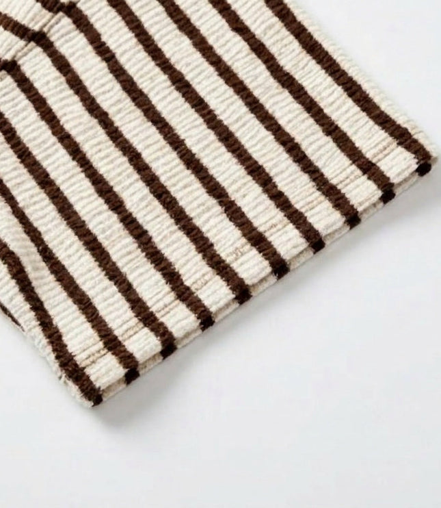 Women's Short Sleeve Knit Top in Stripes with a Relaxed Fit