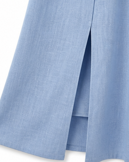 Women's Short Sleeve Midi Dress with Diagonal Buttons