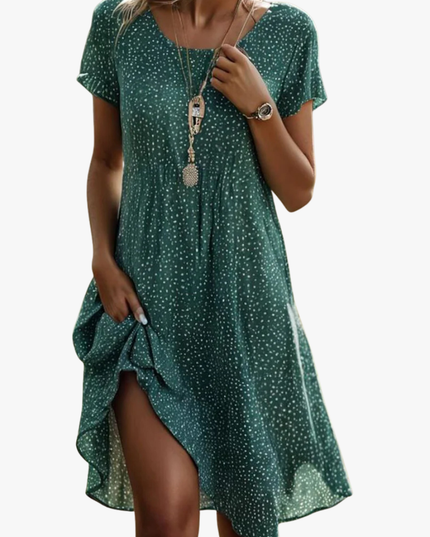 Women's Short Sleeve Tiered Summer Dress with Side Slit