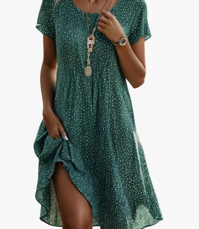 Women's Short Sleeve Tiered Summer Dress with Side Slit