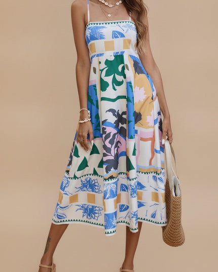 Women's Sleeveless Midi Summer Dress with Spaghetti Straps
