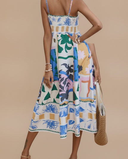 Women's Sleeveless Midi Summer Dress with Spaghetti Straps