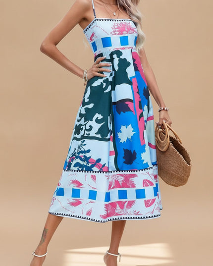 Women's Sleeveless Midi Summer Dress with Spaghetti Straps