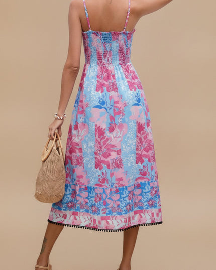 Women's Sleeveless Midi Summer Dress with Spaghetti Straps
