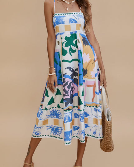 Women's Sleeveless Midi Summer Dress with Spaghetti Straps