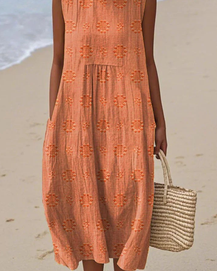 Women's Sleeveless Summer Dress with Embroidered Detail